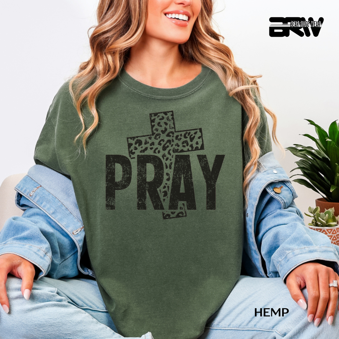 'Pray-Leopard Cross' Faith Tee