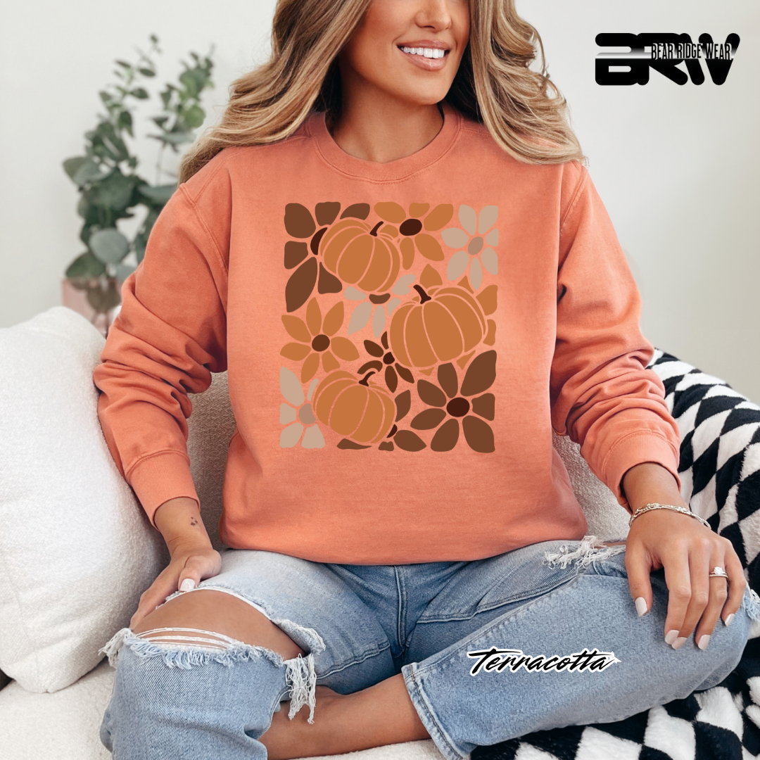 'Boho Floral Pumpkin' Fall Long Sleeve Tee