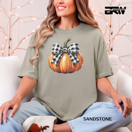 'Pumpkin With plaid Bow' Fall Tee