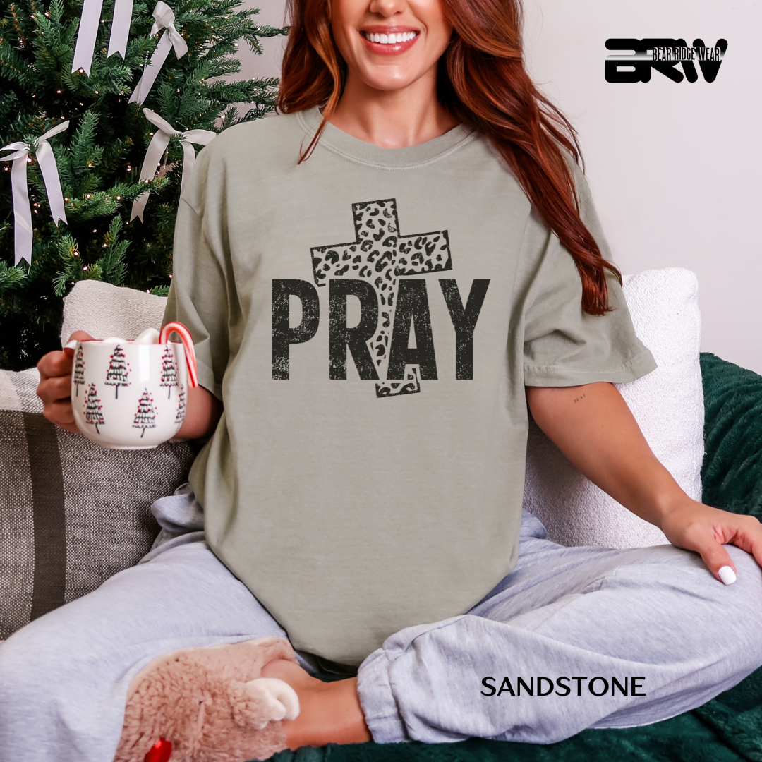 'Pray-Leopard Cross' Faith Tee