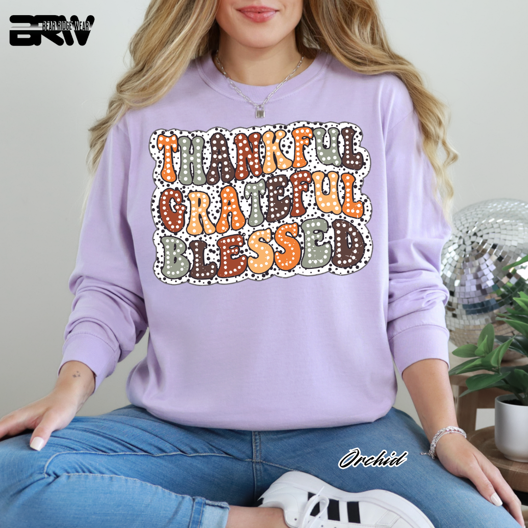 'Thankful Grateful Blessed' Fall Long-Sleeve Tee