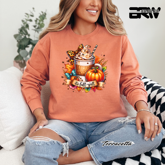'Its Fall Yall Latte' Fall Long Sleeve Tee