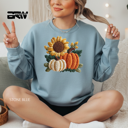 'Sunflower Pumpkin Yarn' Christmas Crewneck Sweatshirt