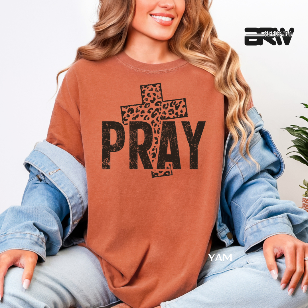 'Pray-Leopard Cross' Faith Tee
