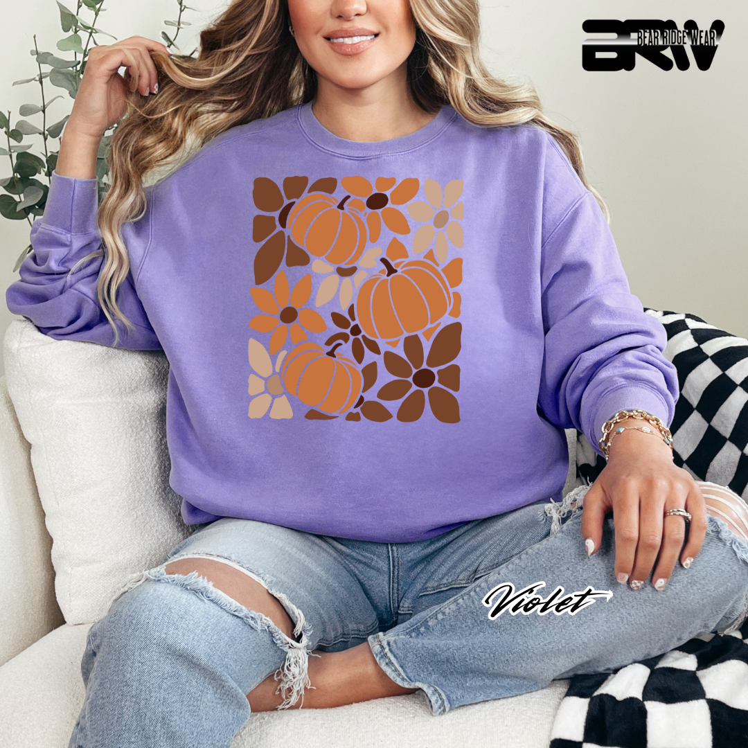 'Boho Floral Pumpkin' Fall Long Sleeve Tee