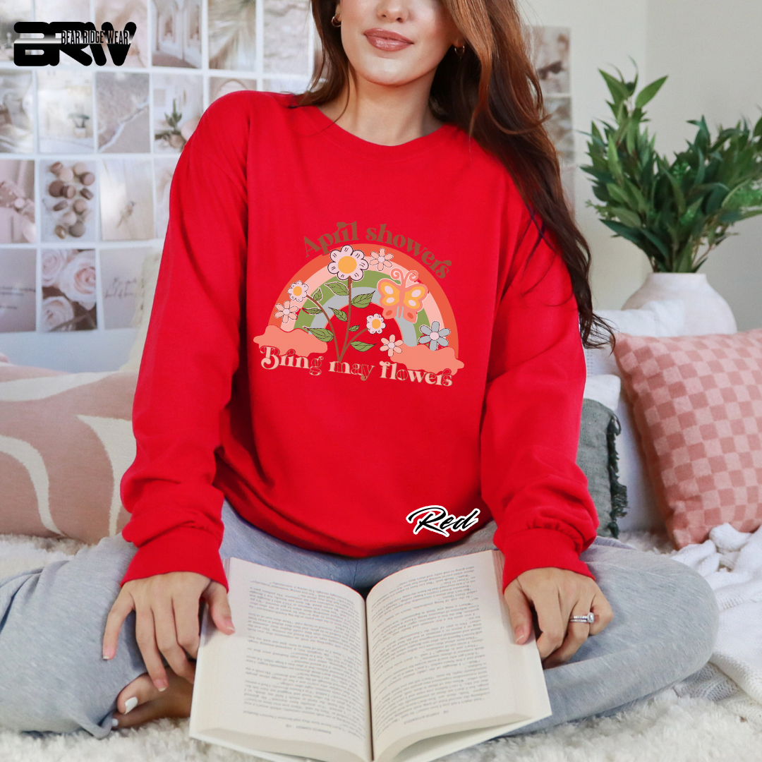 'April Showers, Bring may Flowers' Long Sleeve Tee