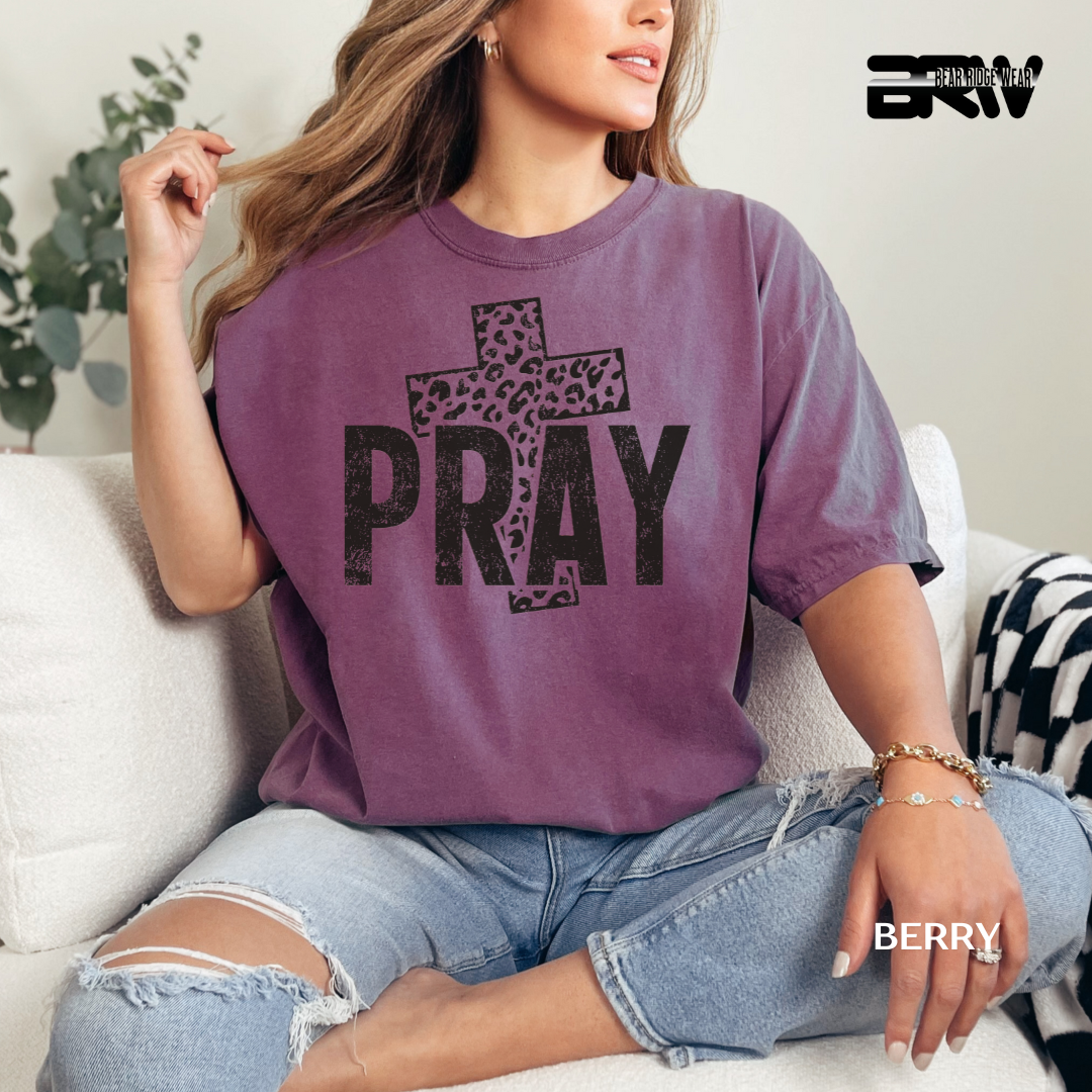 'Pray-Leopard Cross' Faith Tee
