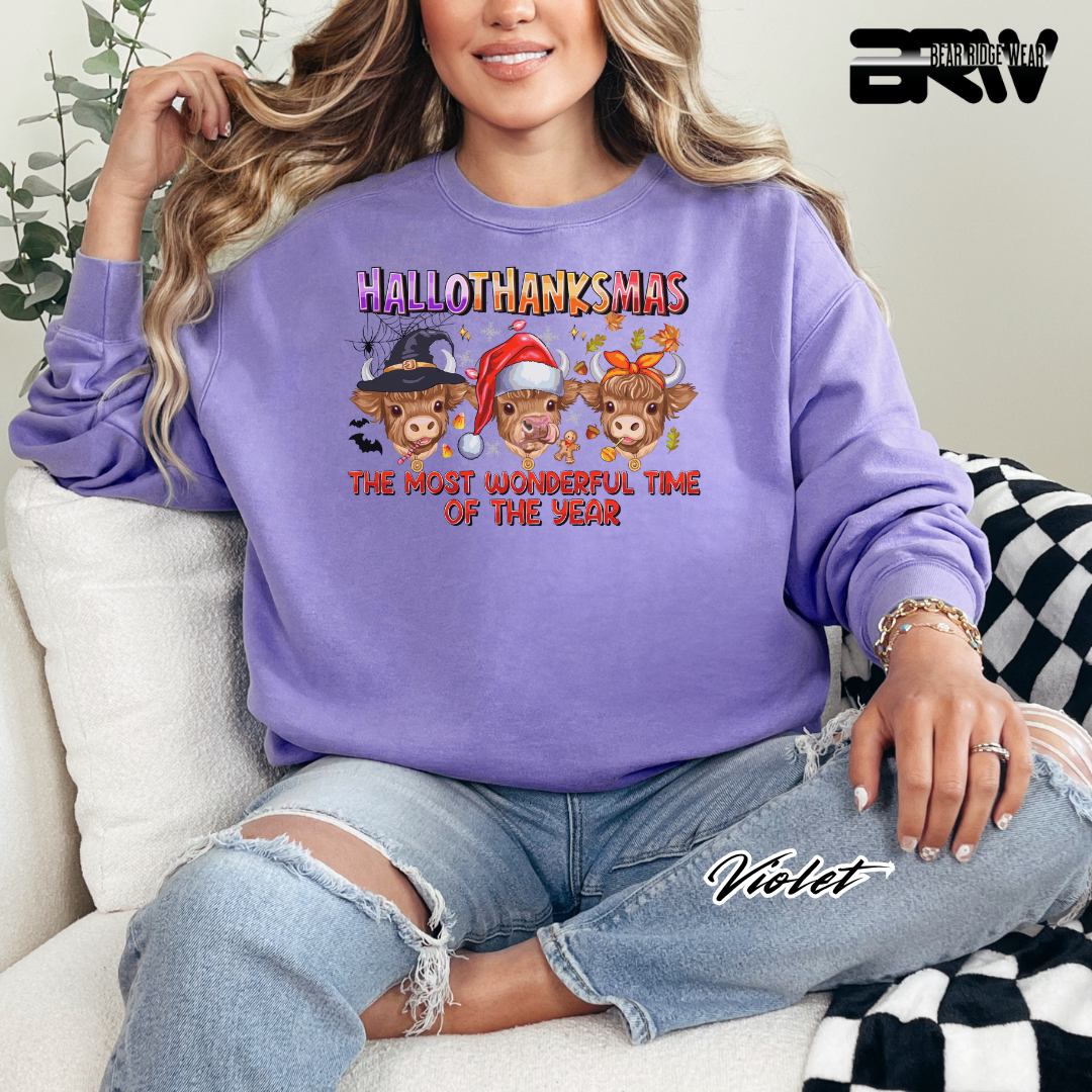 'Hallothanksmas cow' Fall Long Sleeve Tee