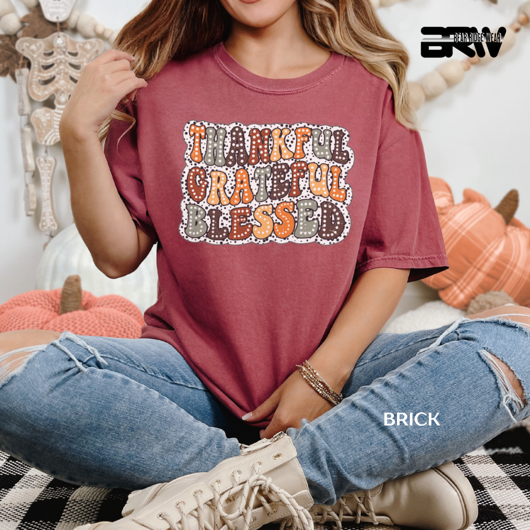 'Thankful Grateful Blessed' Fall Tee