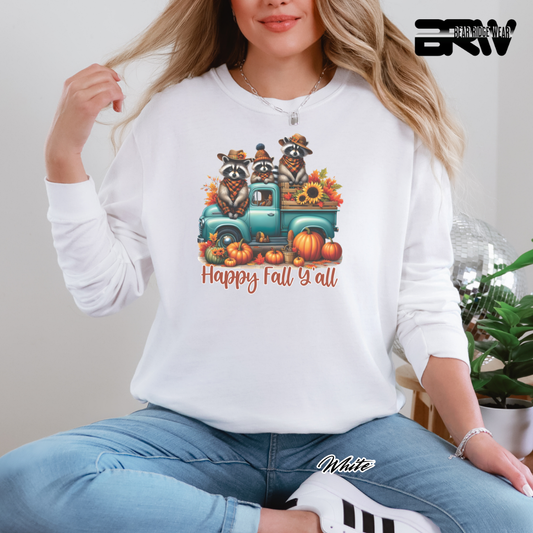 'Happy Fall Yall-Raccoons' Fall Long Sleeve Tee