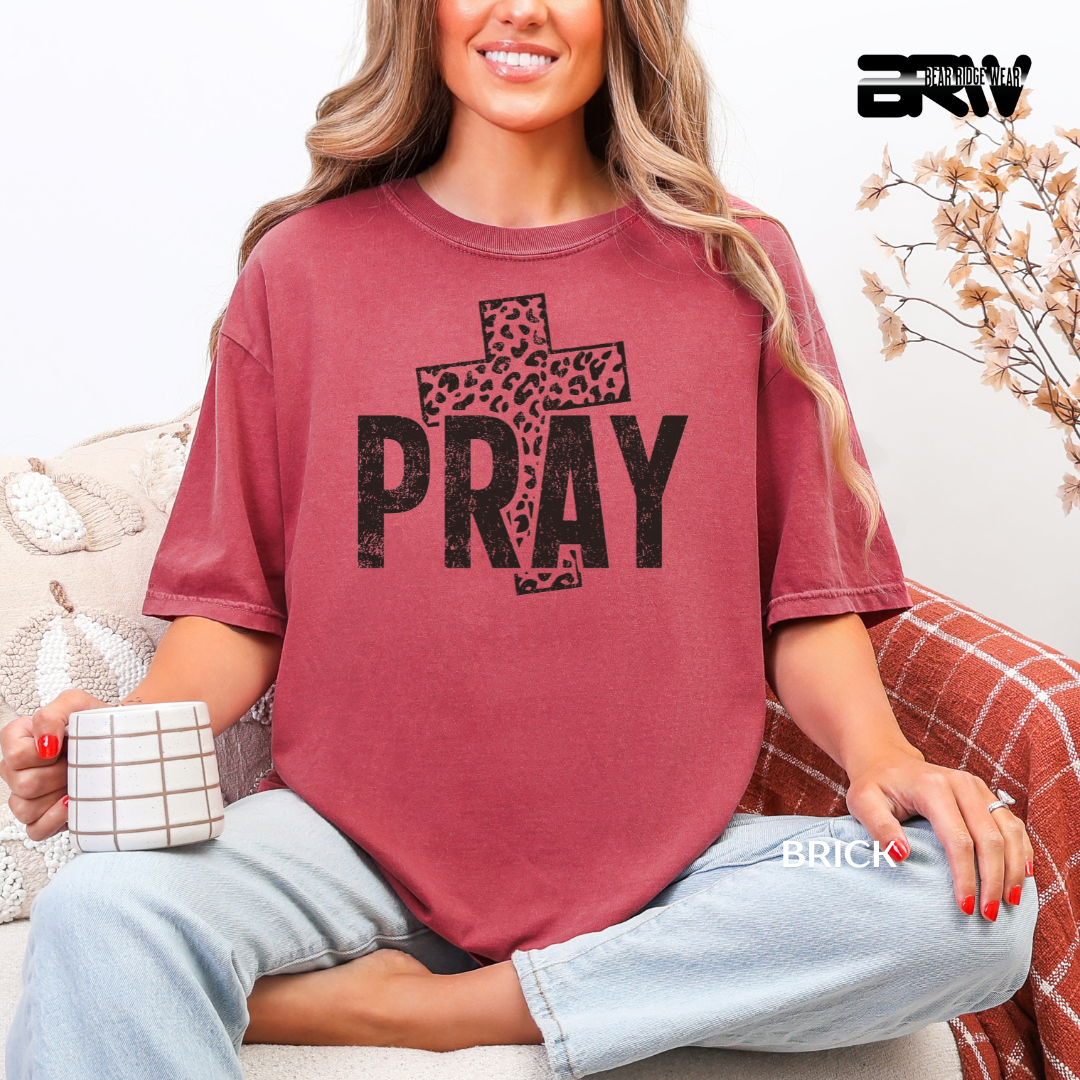 'Pray-Leopard Cross' Faith Tee