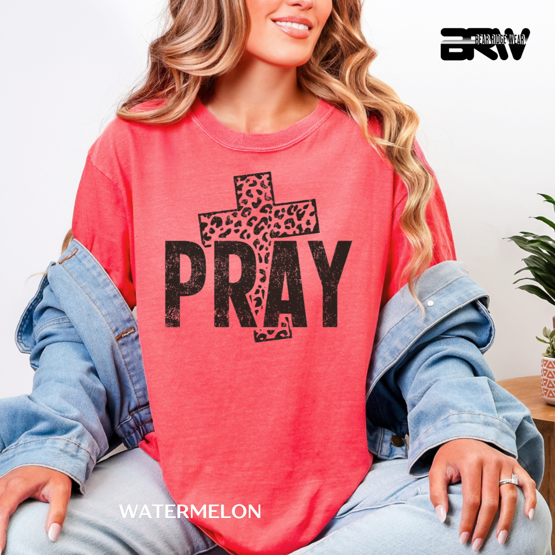 'Pray-Leopard Cross' Faith Tee