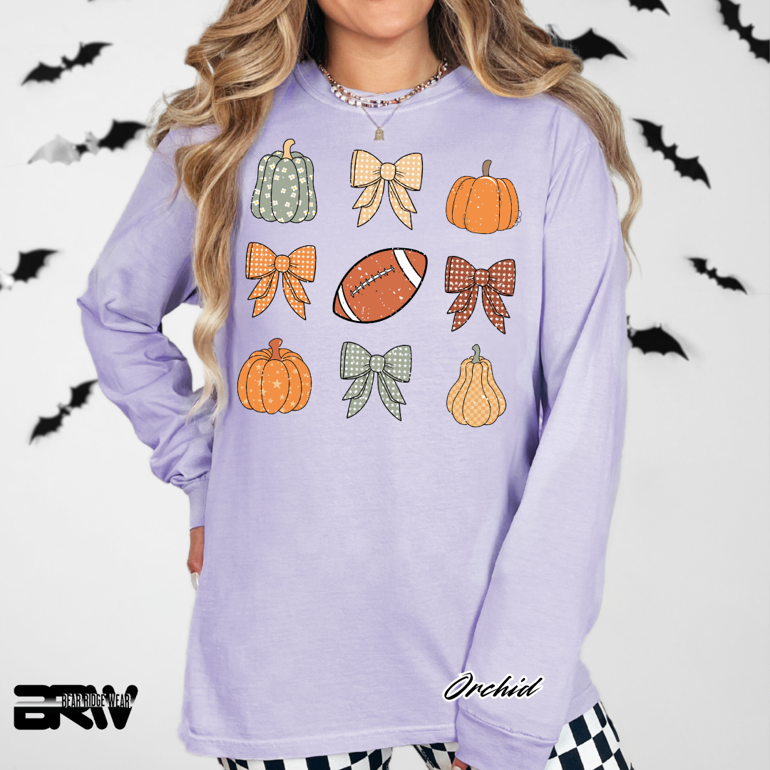 'Pumpkin Distressed football' Fall Long-Sleeve Tee
