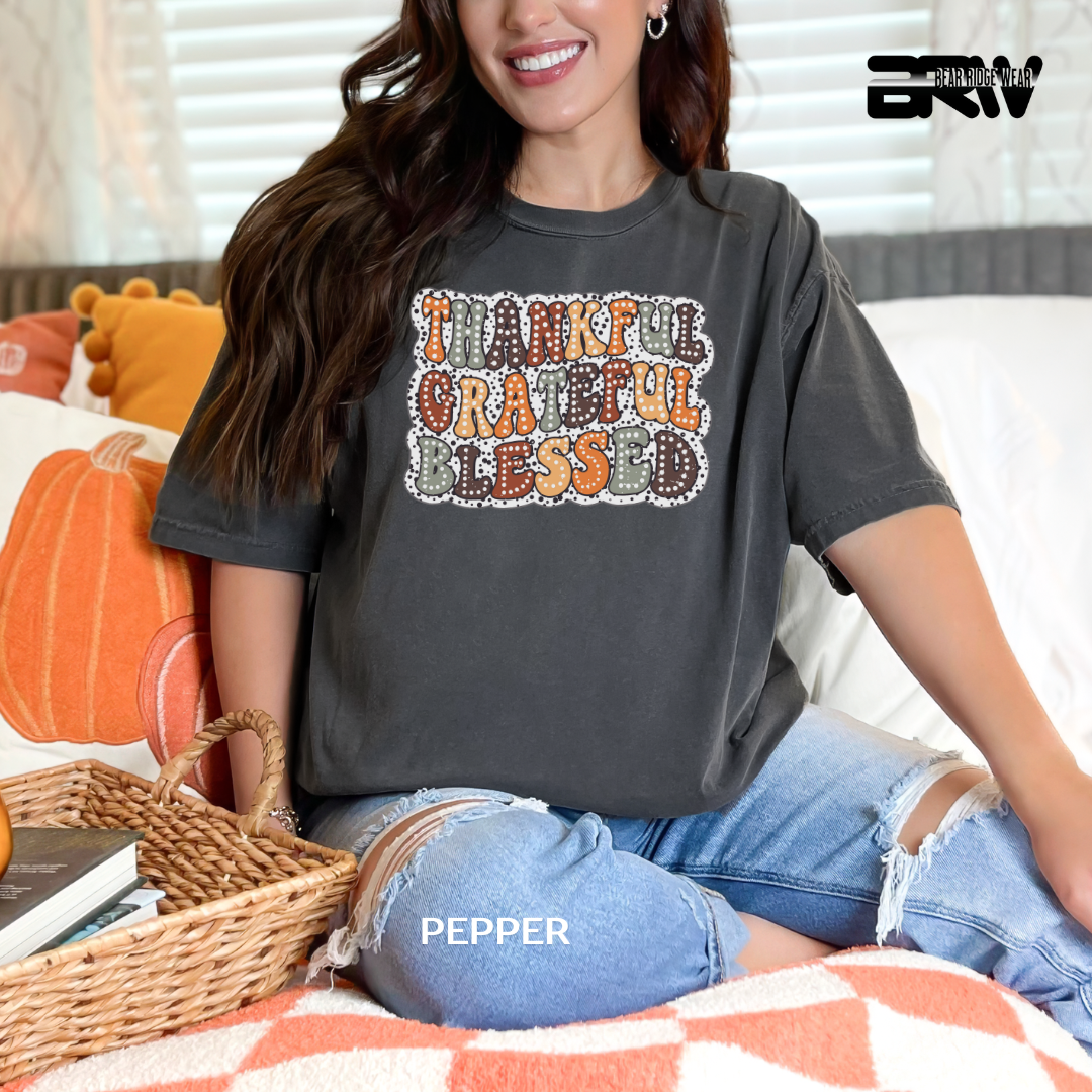 'Thankful Grateful Blessed' Fall Tee