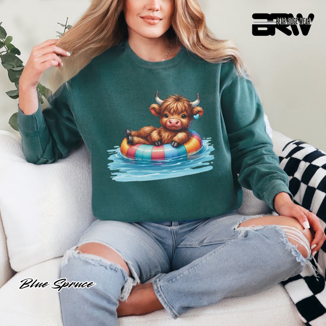 'Highland Cow-Float' Summer Long Sleeve Tee