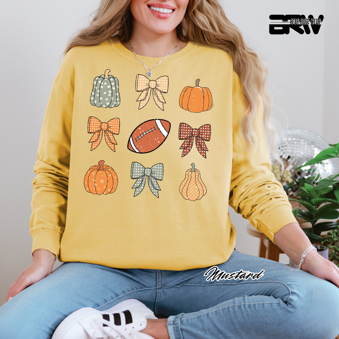'Pumpkin Distressed football' Fall Long-Sleeve Tee
