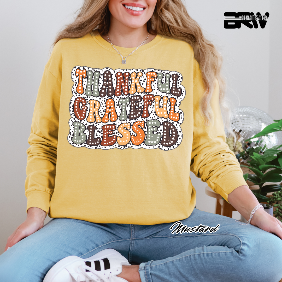 'Thankful Grateful Blessed' Fall Long-Sleeve Tee