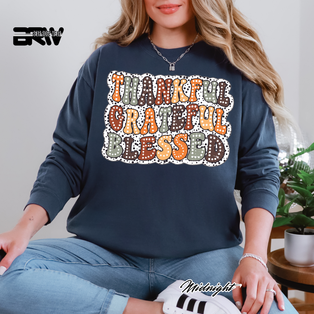 'Thankful Grateful Blessed' Fall Long-Sleeve Tee