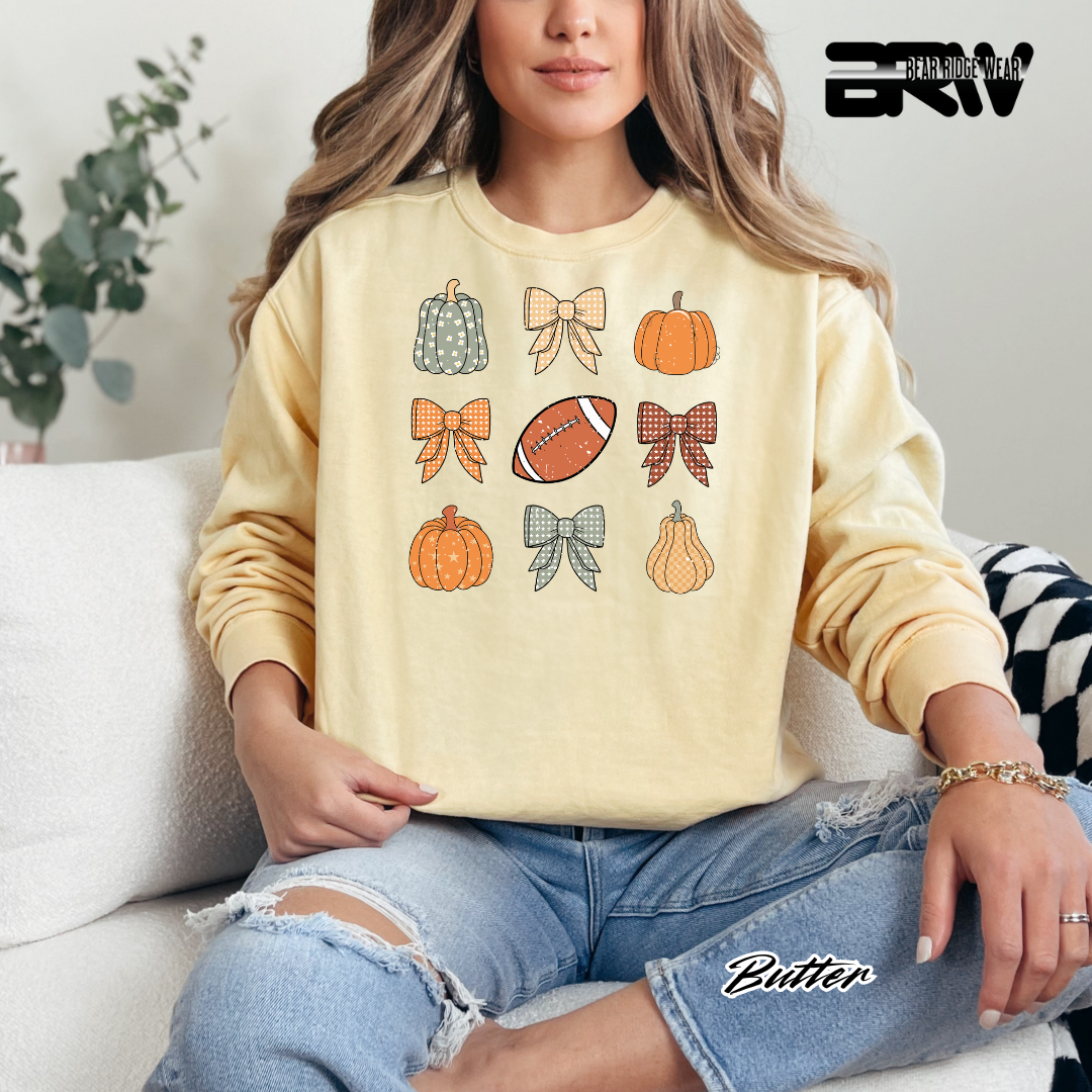 'Pumpkin Distressed football' Fall Long Sleeve Tee