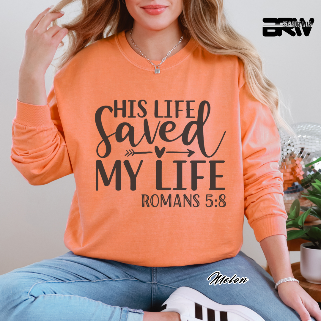 'His Life Saved My Life' Faith Long-Sleeve Tee