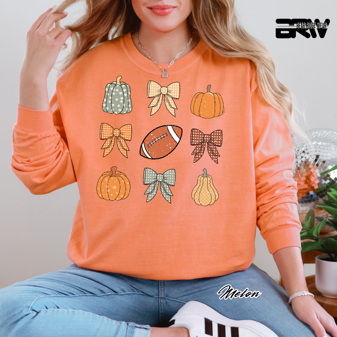 'Pumpkin Distressed football' Fall Long-Sleeve Tee