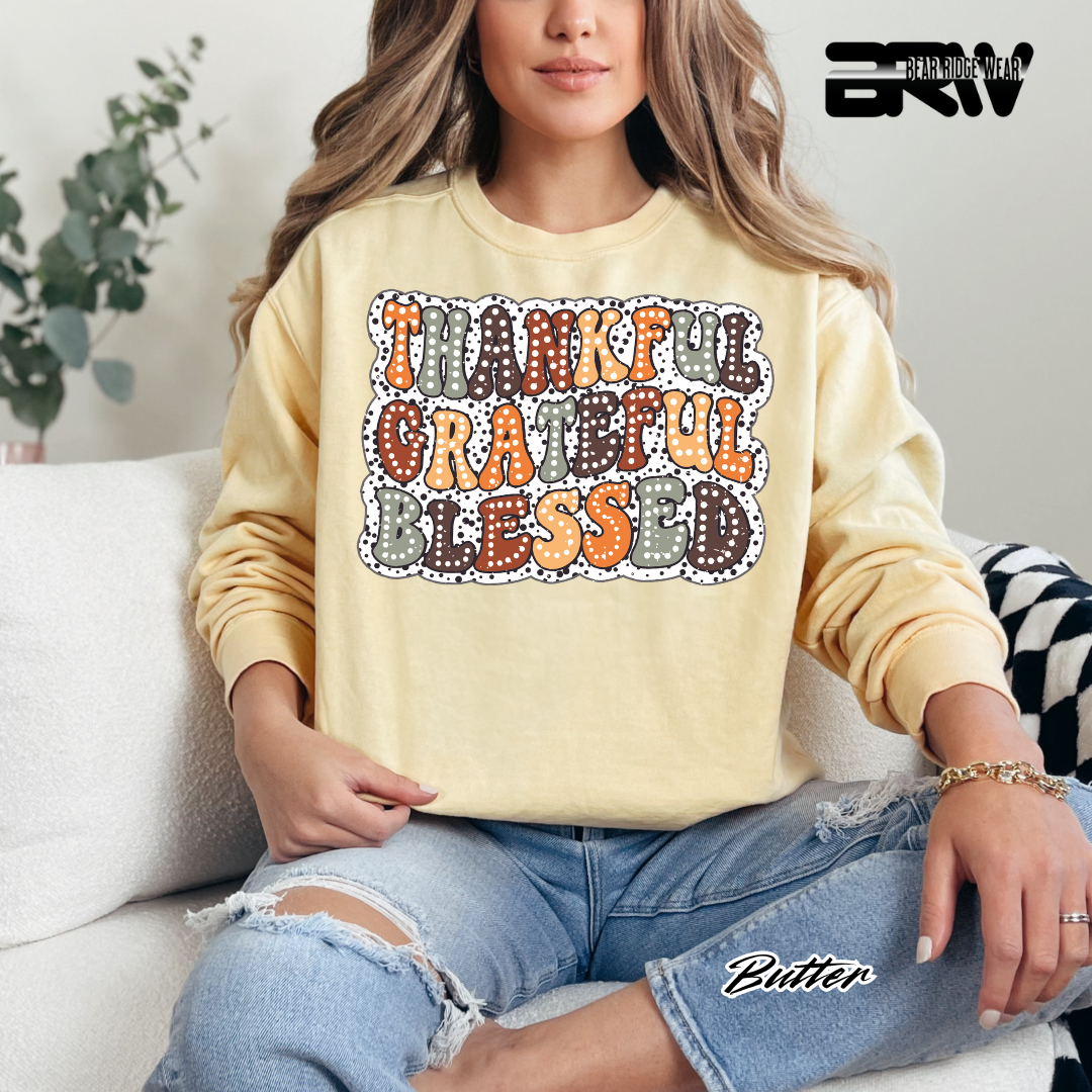 'Thankful Grateful Blessed' Fall Long Sleeve Tee