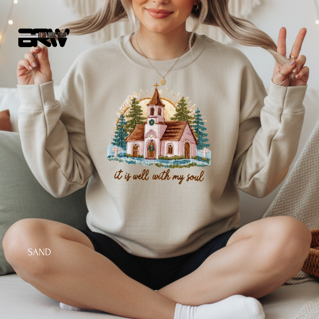 'It is well with my soul yarn' Christmas Crewneck Sweatshirt