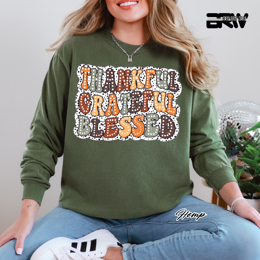 'Thankful Grateful Blessed' Fall Long-Sleeve Tee
