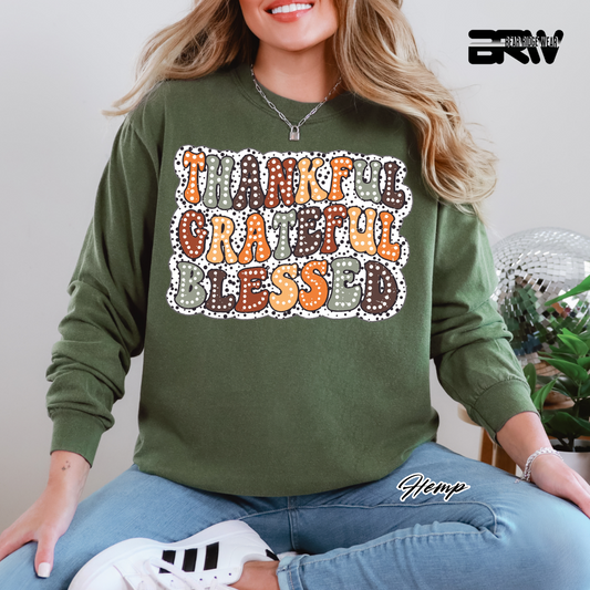 'Thankful Grateful Blessed' Fall Long-Sleeve Tee