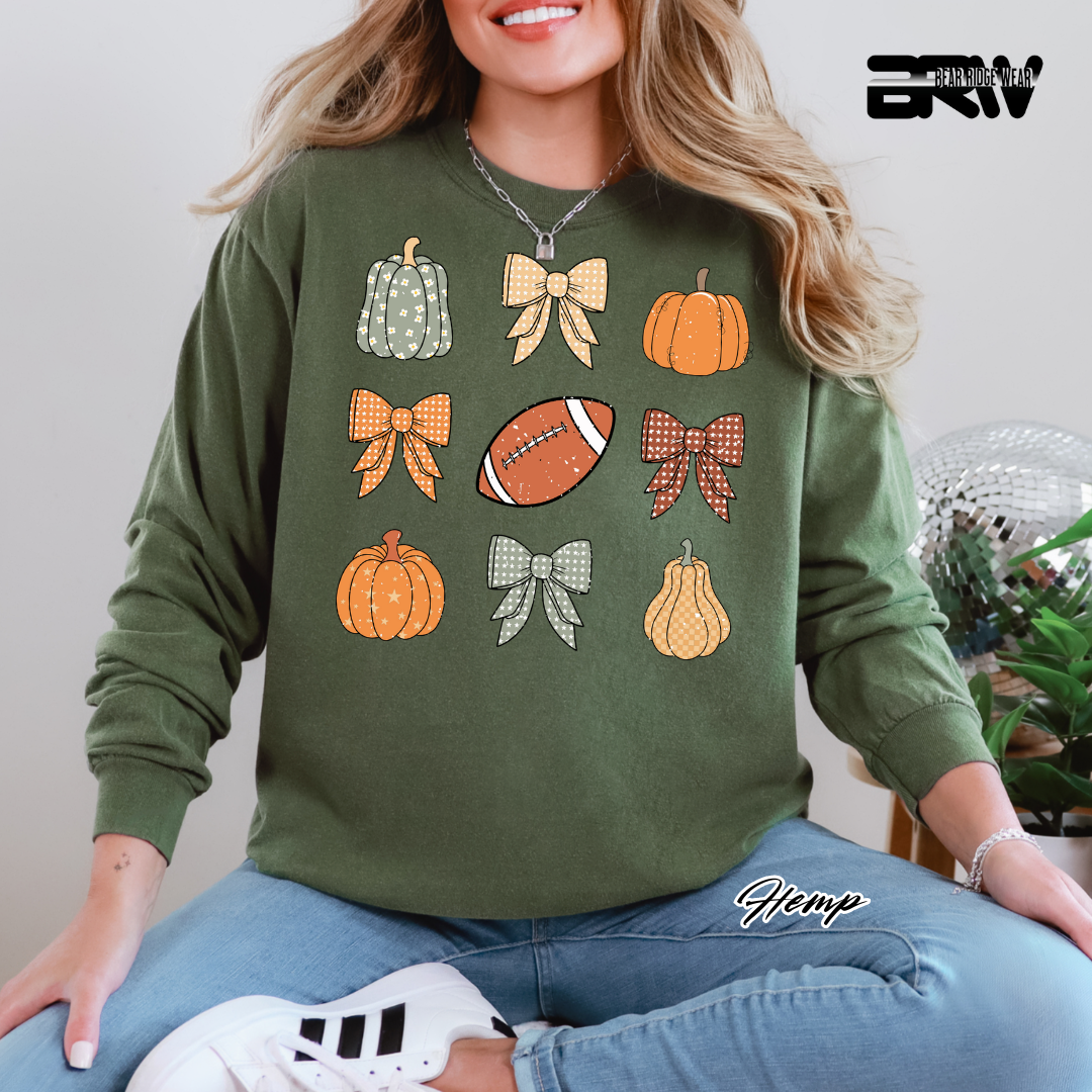 'Pumpkin Distressed football' Fall Long-Sleeve Tee