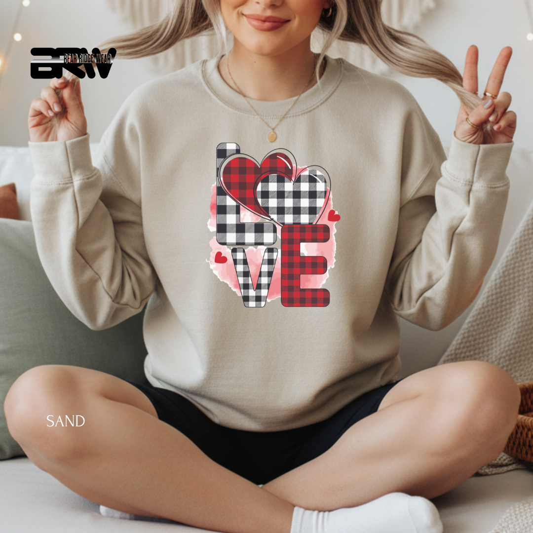 'Love-Plaid' Valentine's Crewneck Sweatshirt