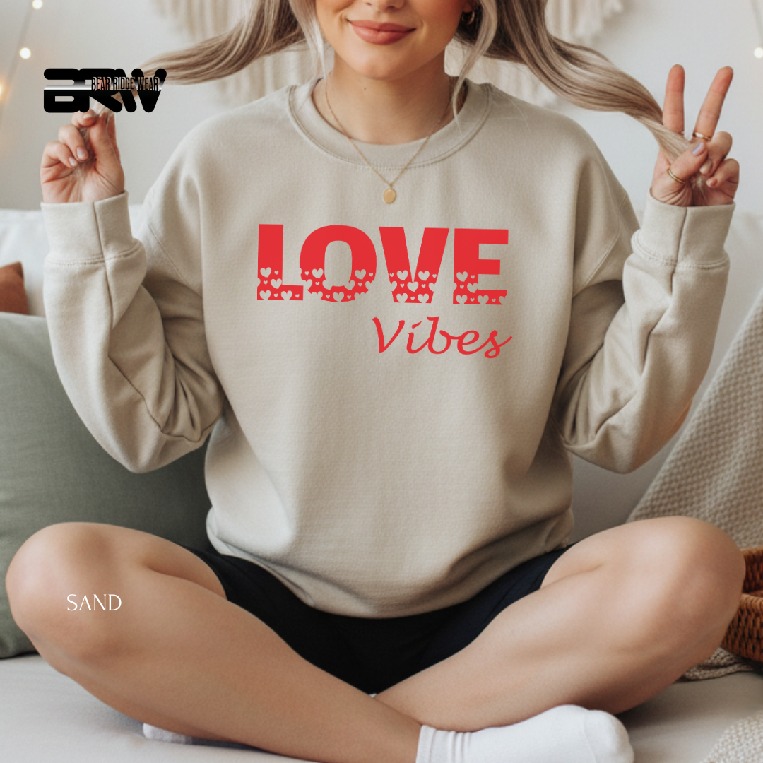 'Love Vibes-Red' Valentine's Crewneck Sweatshirt