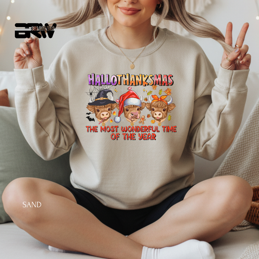 'Hallothanksmas Cow' Fall Crewneck Sweatshirt