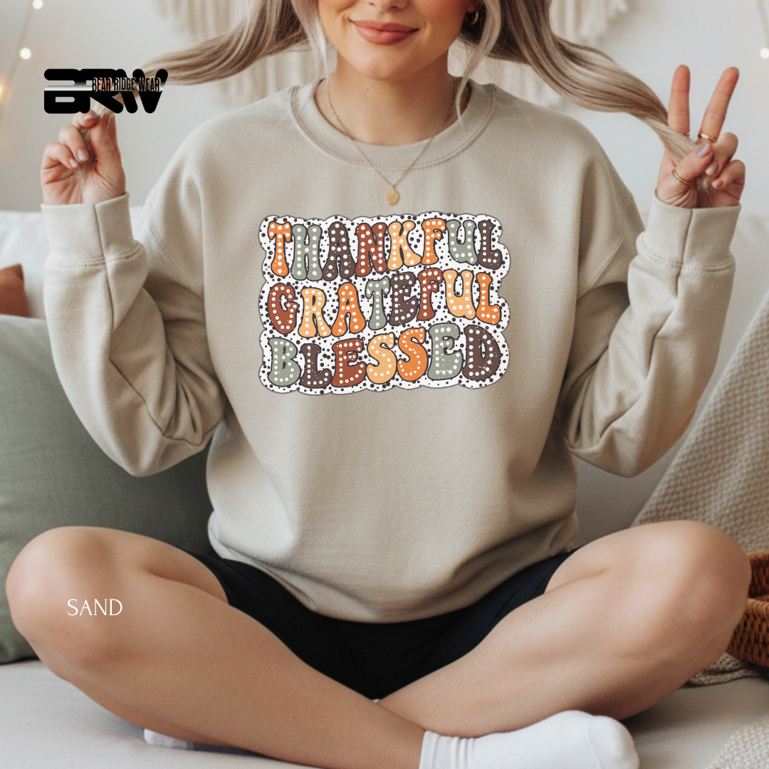 'Thankful Grateful Blessed' Fall Crewneck Sweatshirt