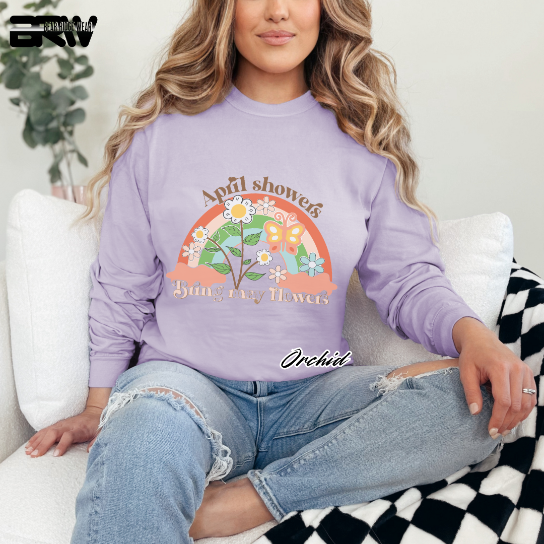 'April Showers, Bring may Flowers' Long Sleeve Tee