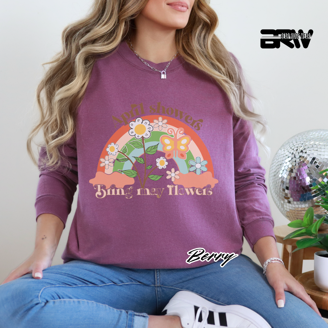 'April Showers, Bring May Flowers' Long Sleeve Tee