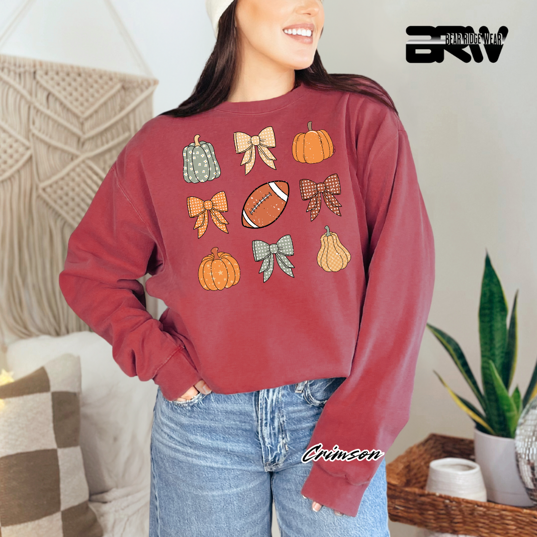'Pumpkin Distressed football' Fall Long Sleeve Tee
