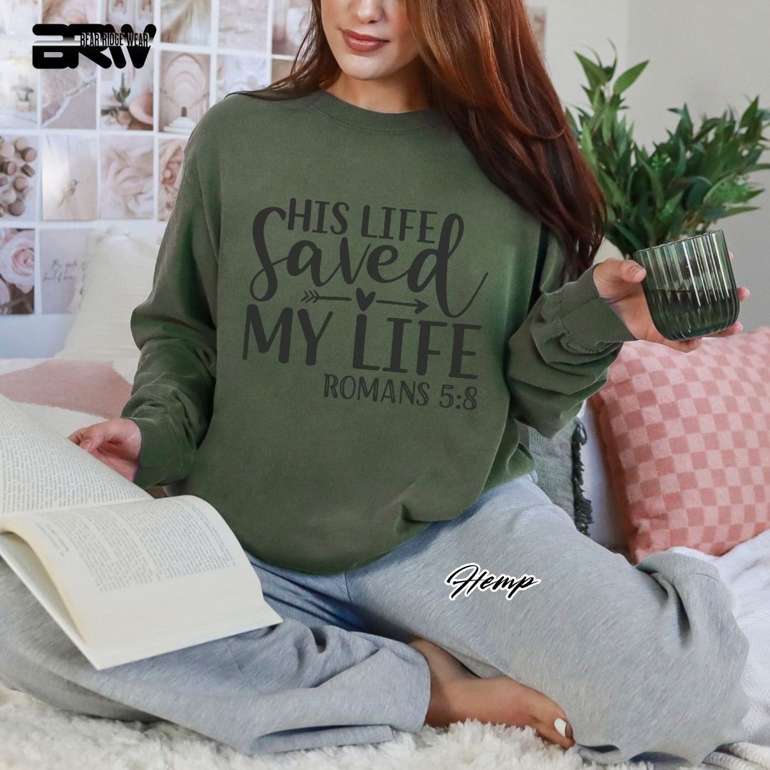 'His Life Saved My Life' Faith Long-Sleeve Tee