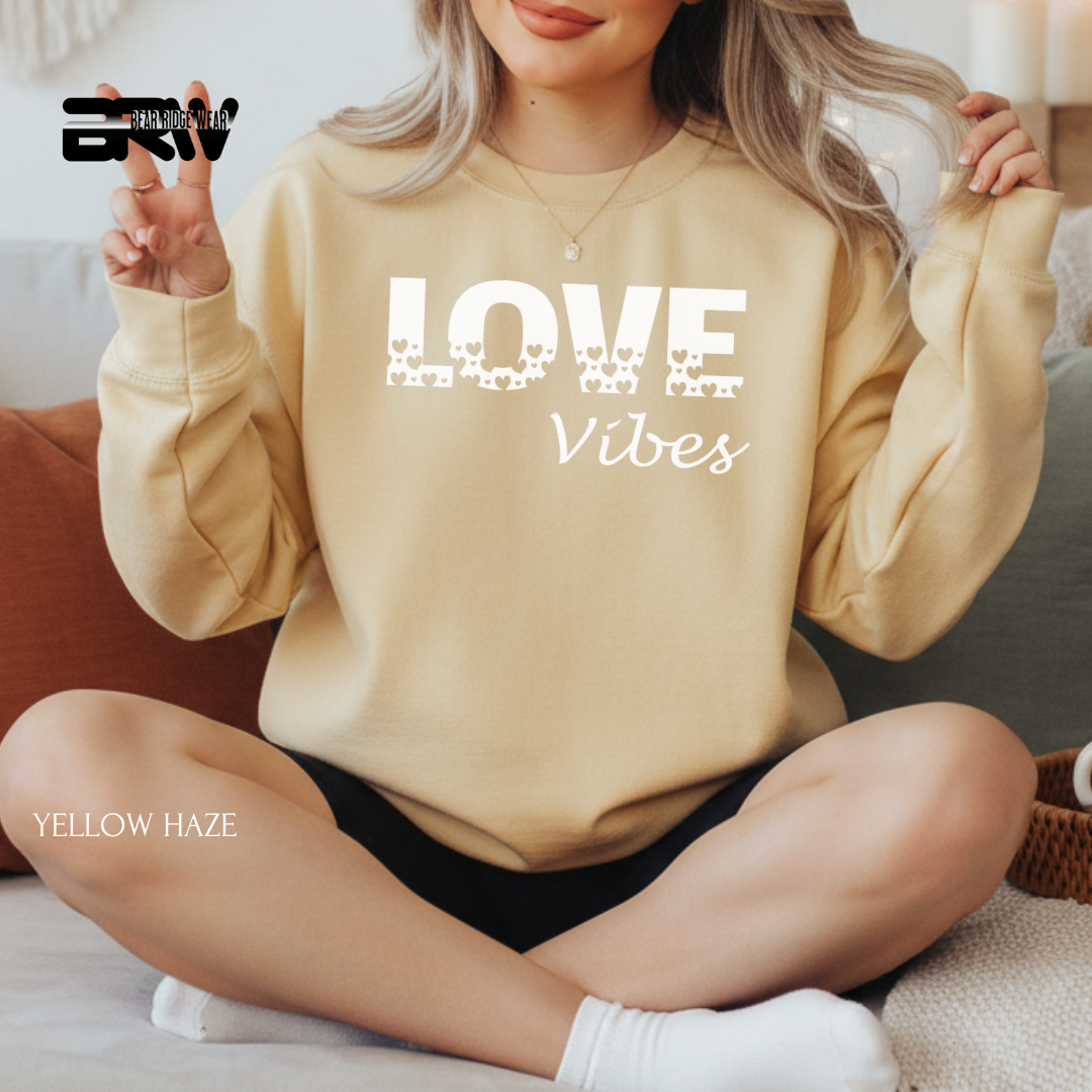 'Loves Vibes-White' Valentine's Crewneck Sweatshirt