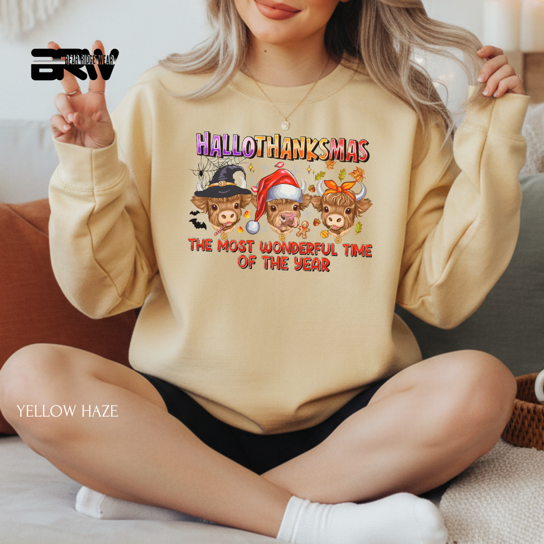 'Hallothanksmas Cow' Fall Crewneck Sweatshirt