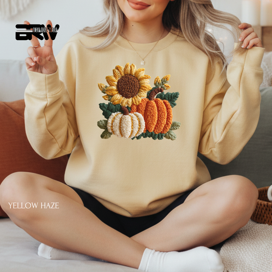 'Sunflower Pumpkin Yarn' Christmas Crewneck Sweatshirt