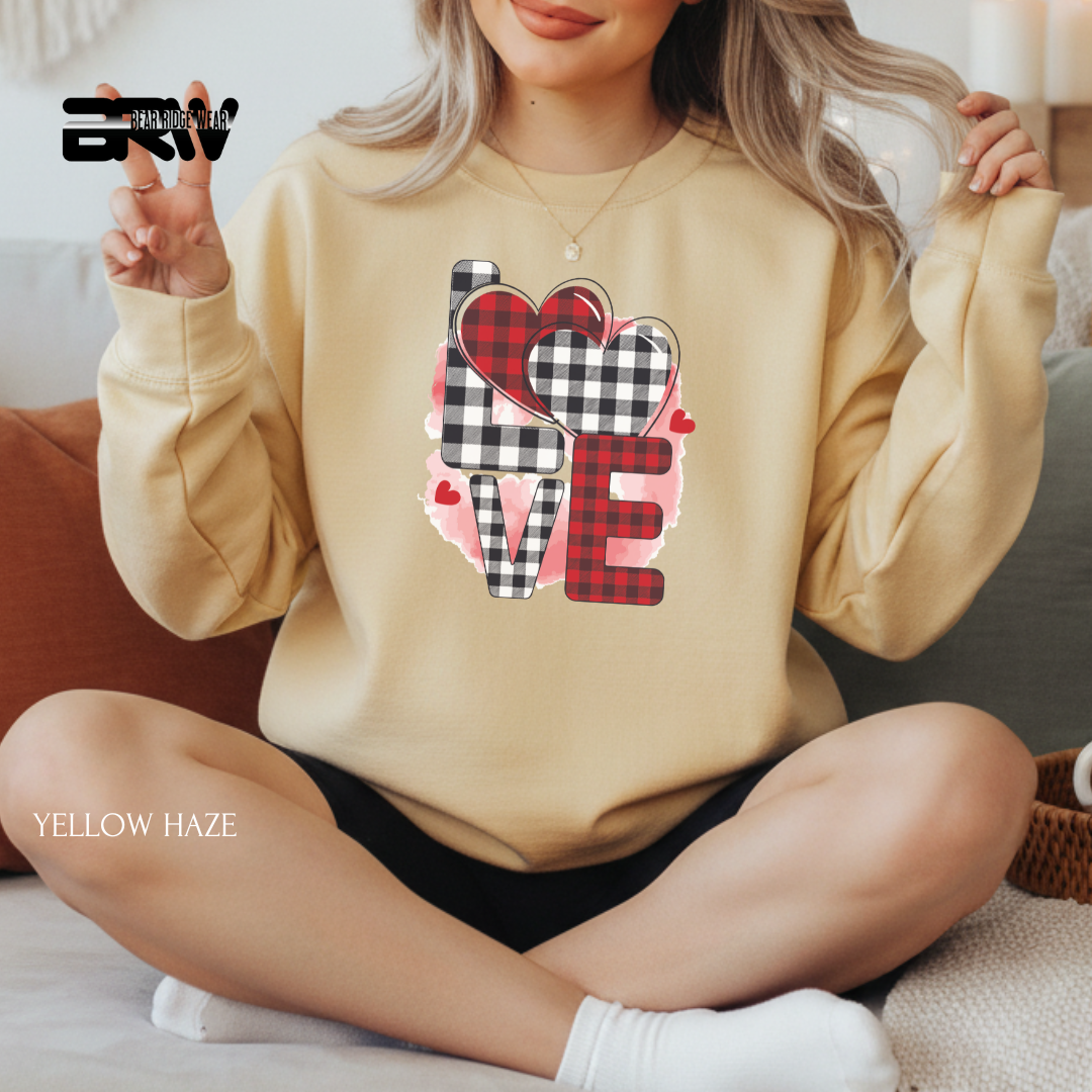 'Love-Plaid' Valentine's Crewneck Sweatshirt