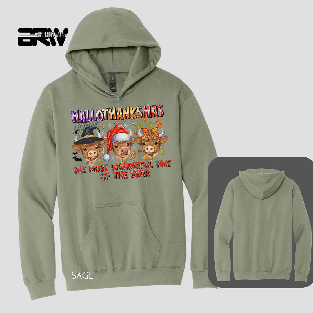 'Hallothanksmas cow' Fall Hoodies