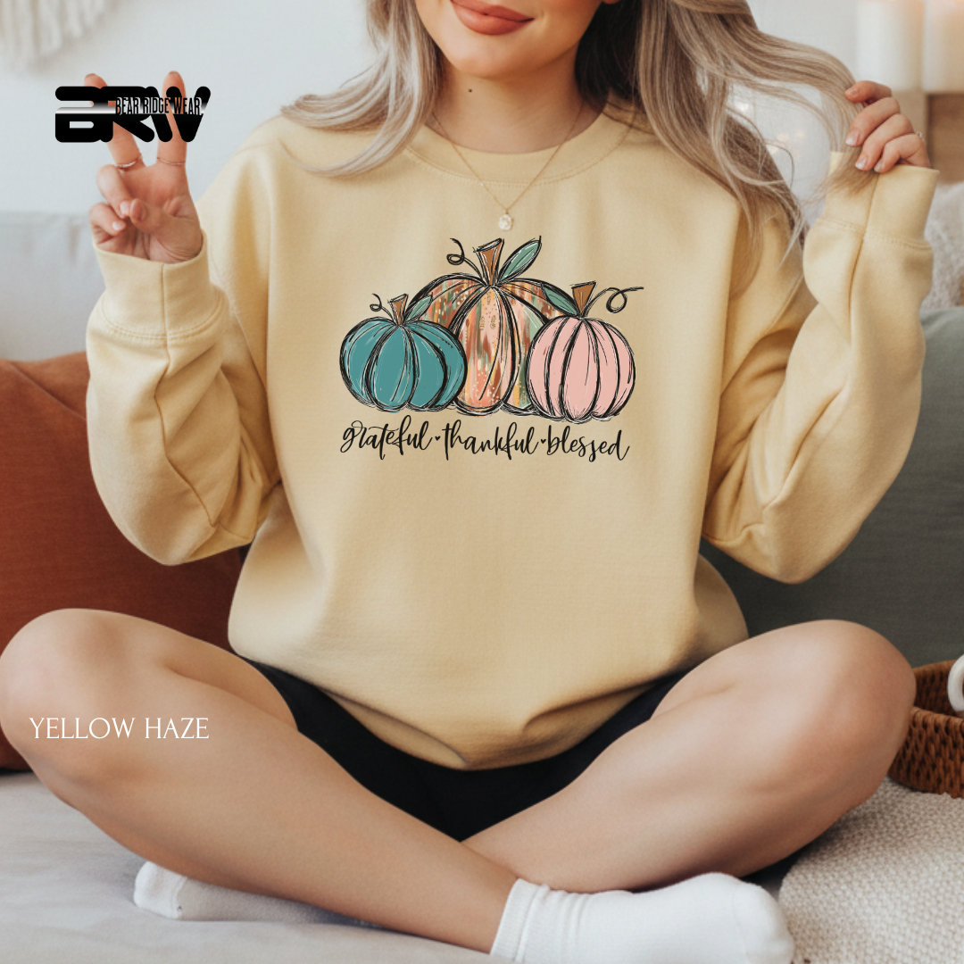 'Grateful Thankful Blessed' Fall Crewneck Sweatshirt