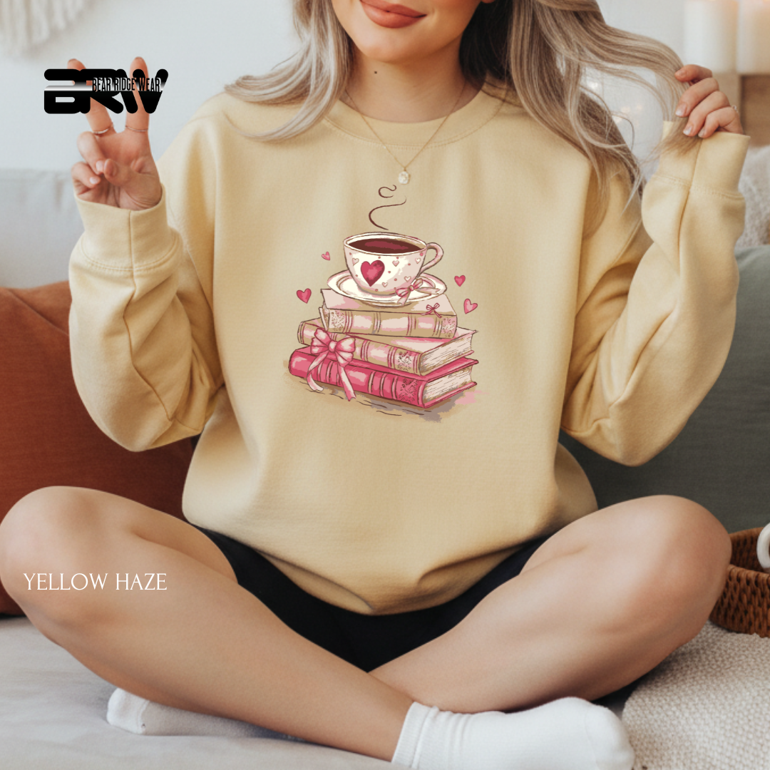 'Coffee & Books' Valentine's Crewneck Sweatshirt
