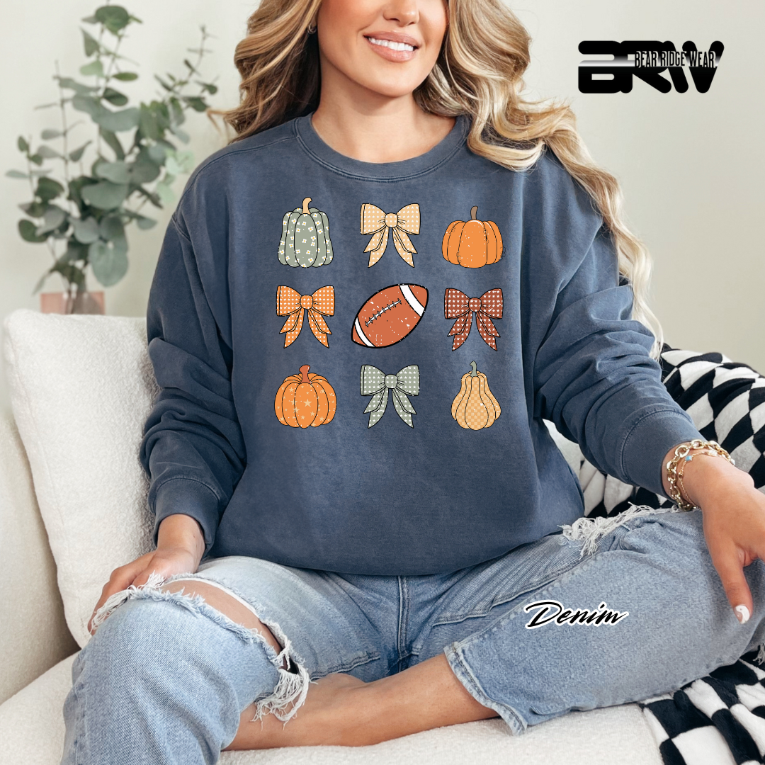 'Pumpkin Distressed football' Fall Long Sleeve Tee