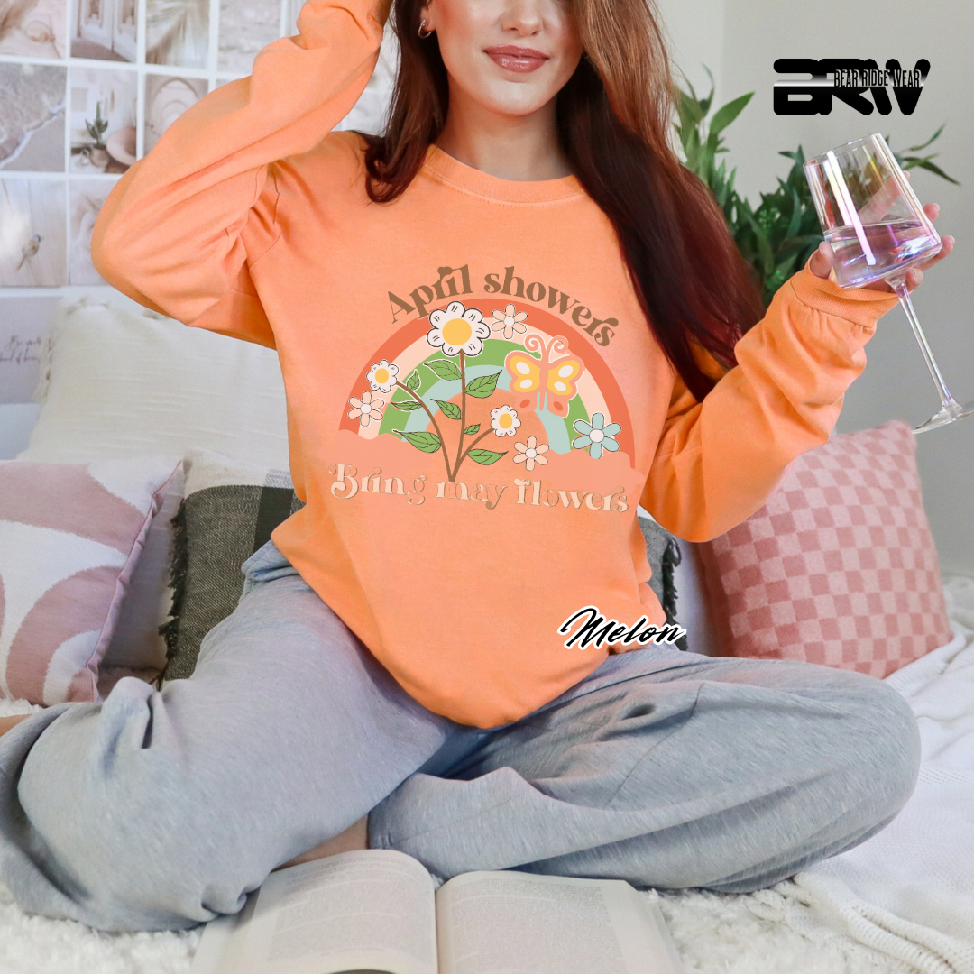 'April Showers, Bring may Flowers' Long Sleeve Tee