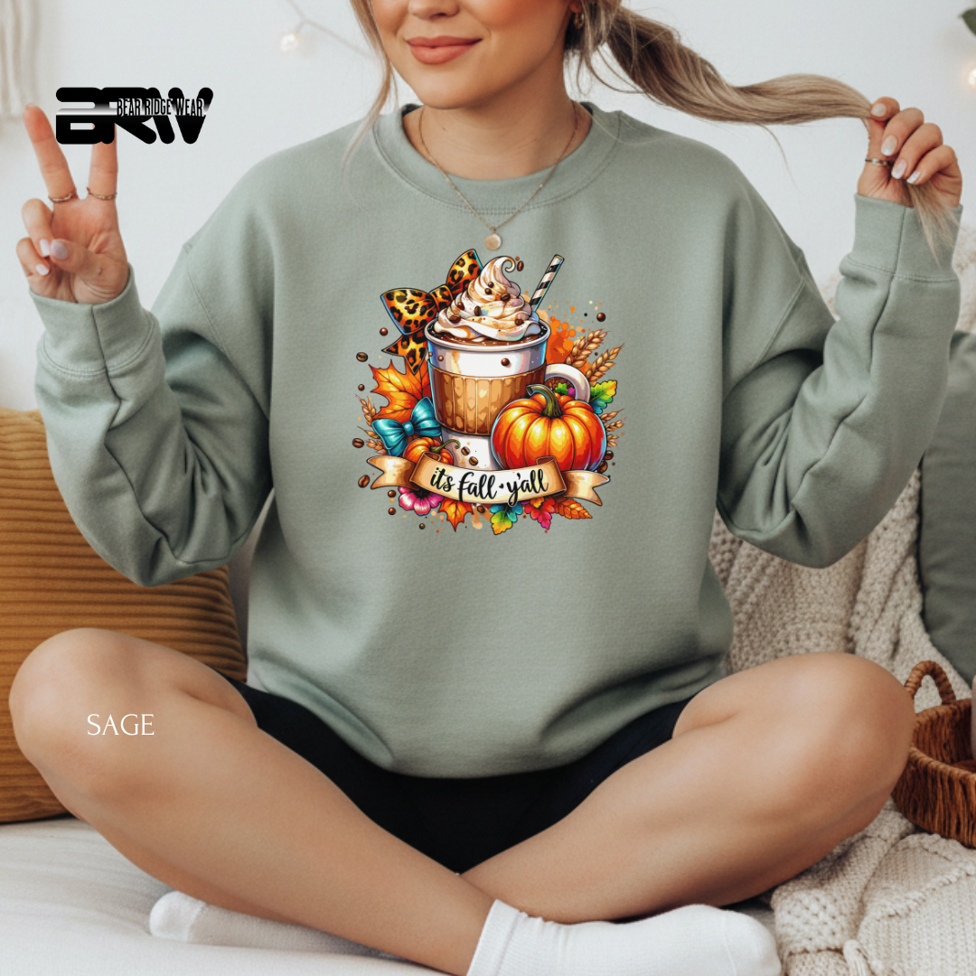 'Its Fall Yall Latte' Fall Crewneck Sweatshirt