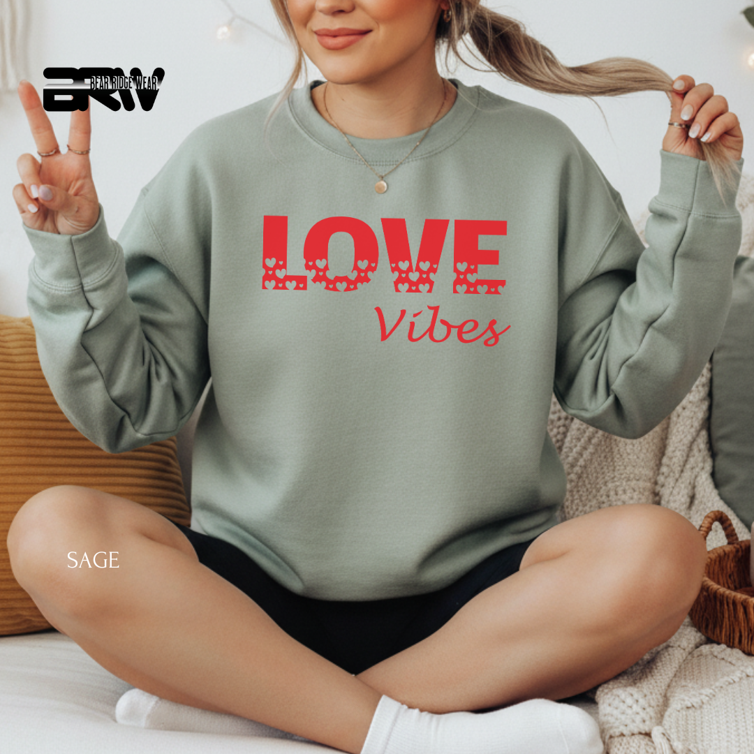 'Love Vibes-Red' Valentine's Crewneck Sweatshirt