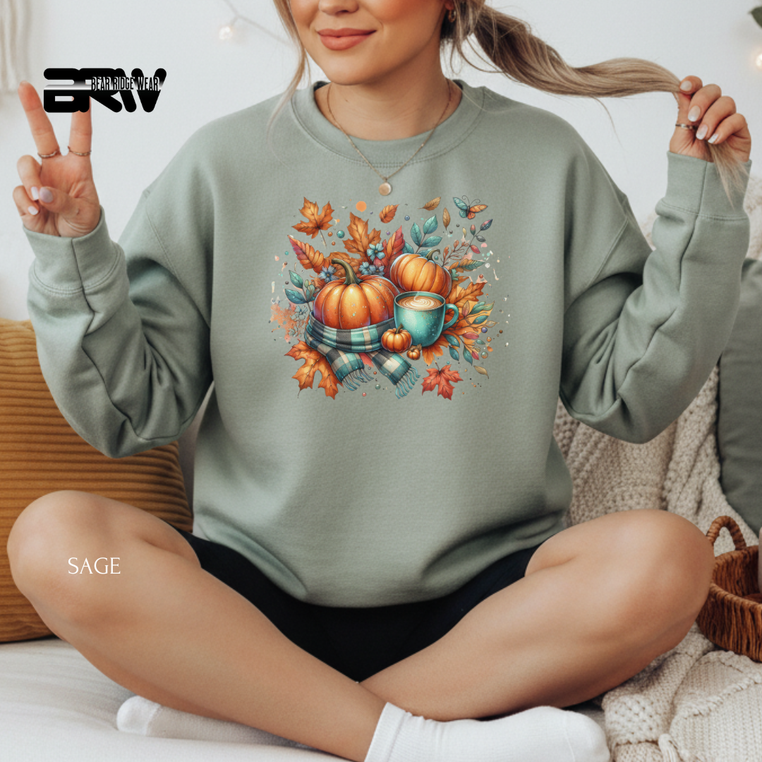 'Pumpkin Coffee' Fall Crewneck Sweatshirt